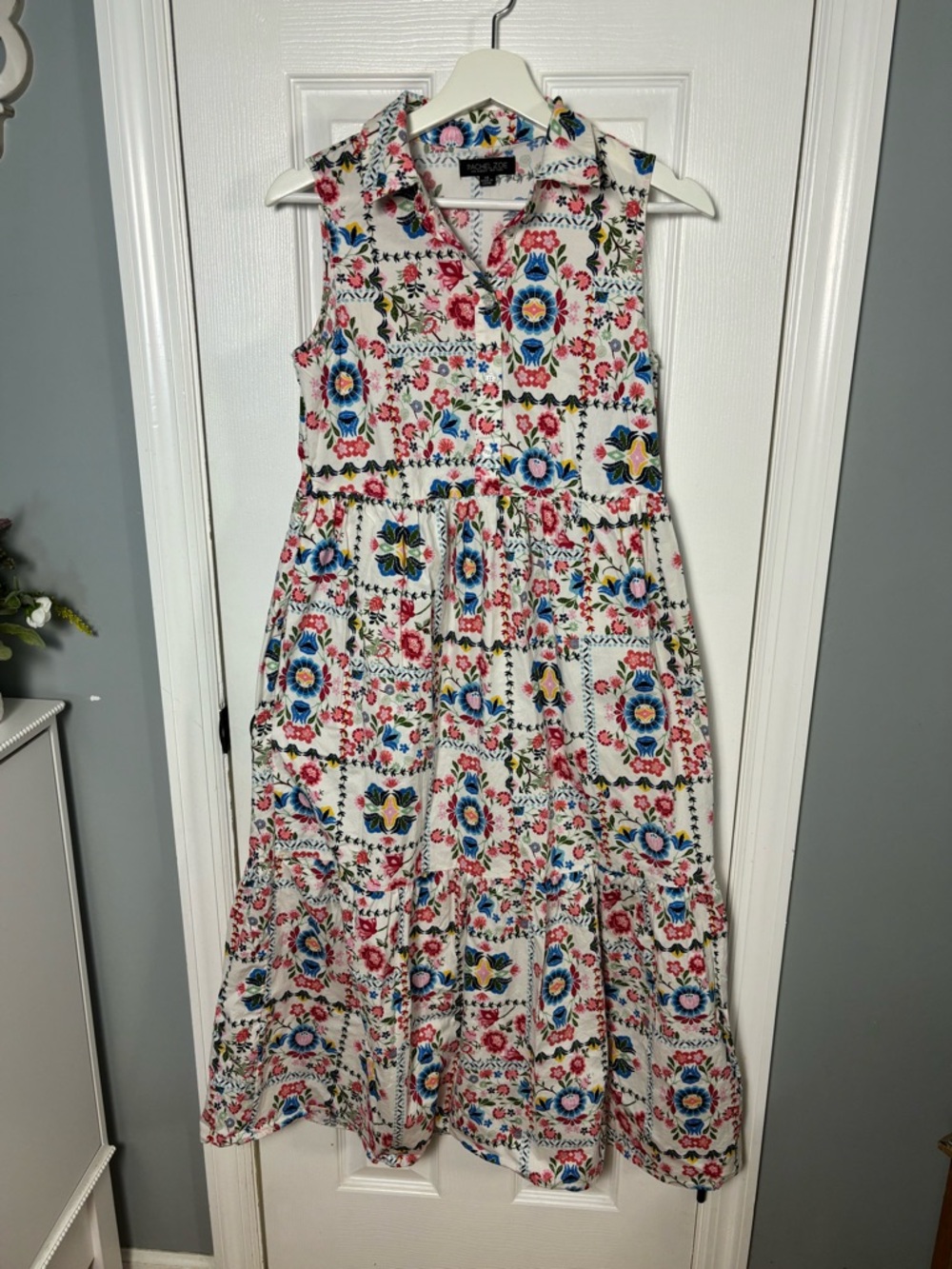 Rachel Zoe Cotton Floral Tiered Maxi Dress